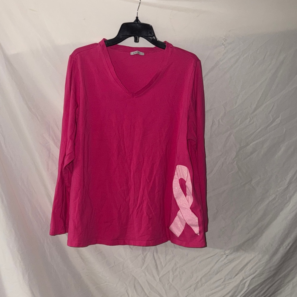 Avon Pink Ribbon Breast Cancer Awareness Long Sleeve Tee